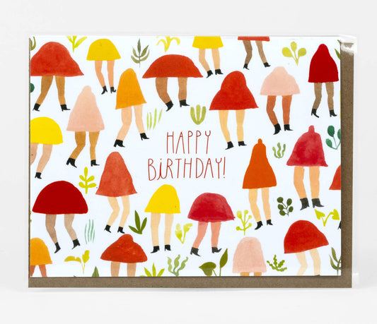 Happy Birthday Mushroom People Greeting Card